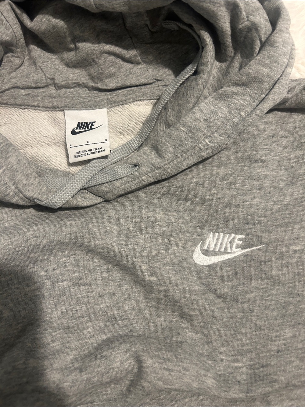 Nike Light Gray Hoodie with White Swoosh